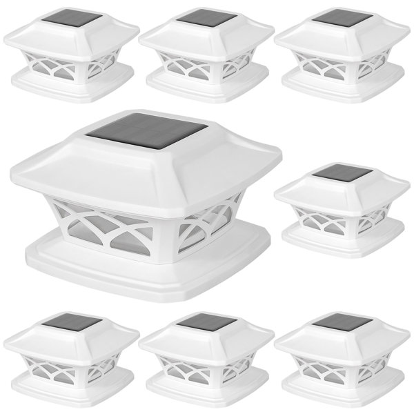 LamQee White Solar Powered Integrated LED Plastic Fence Post Cap Light